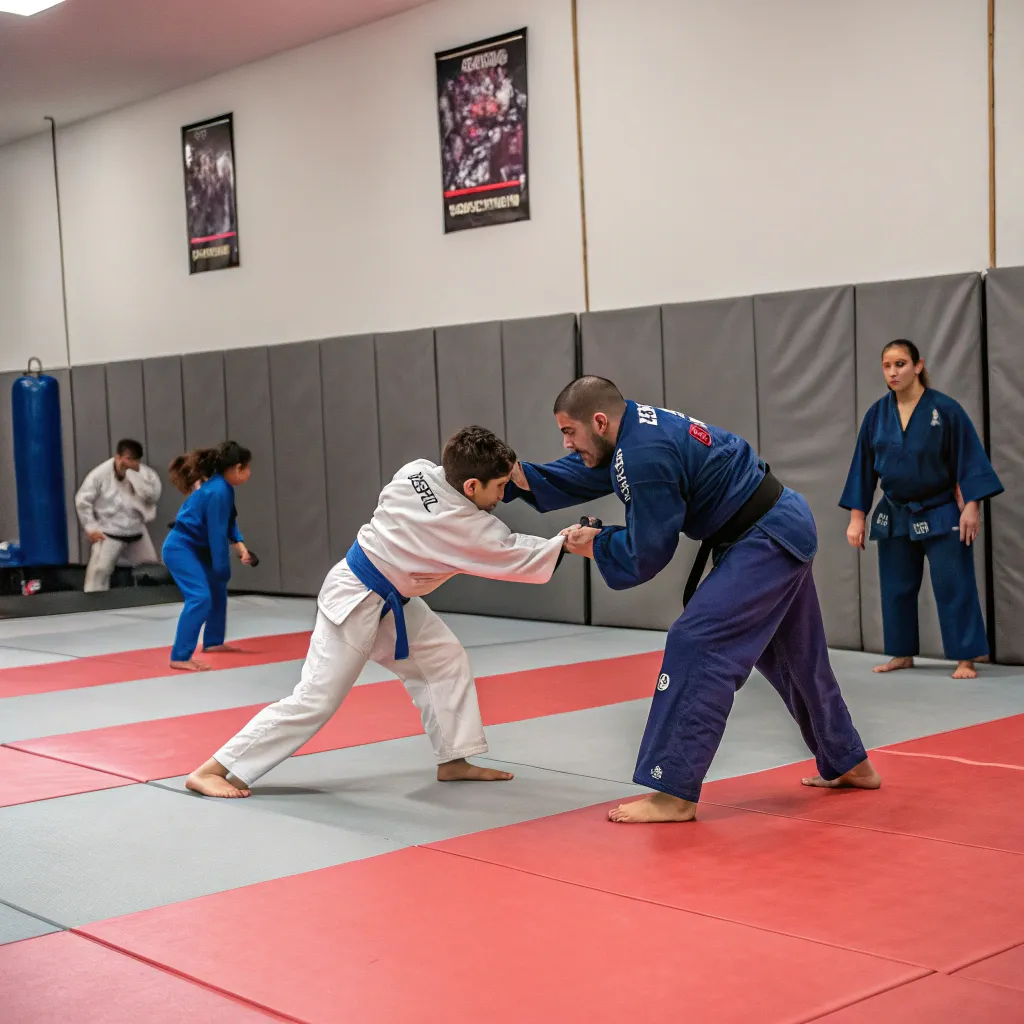 A judo class in session