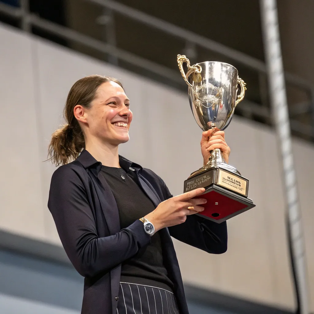 Emily Thompson holding a trophy